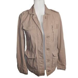 J. Crew Classic Twill Khaki Field Jacket with Cargo Pockets SZ 0